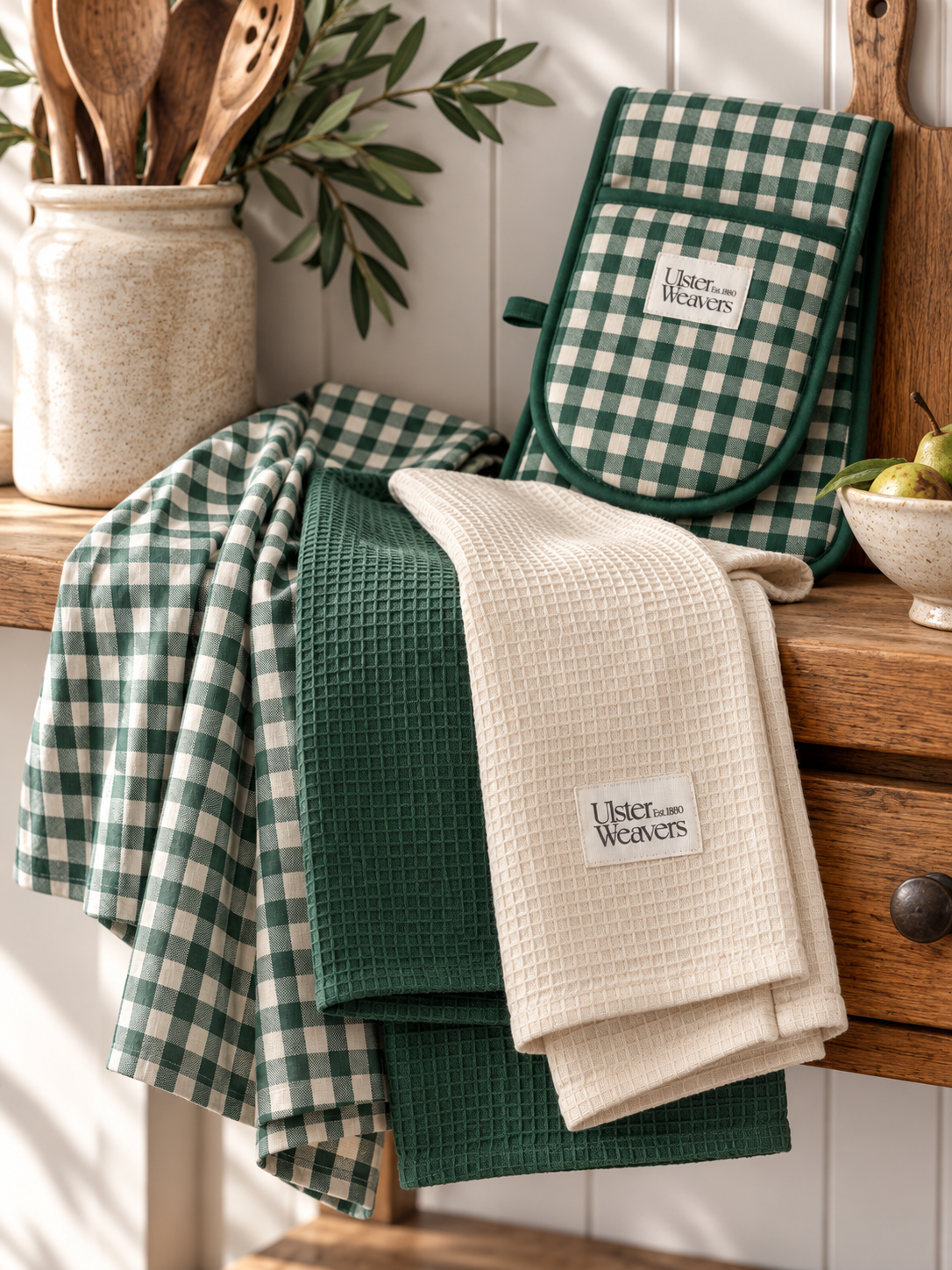 Green Check 3pk Tea Towels
