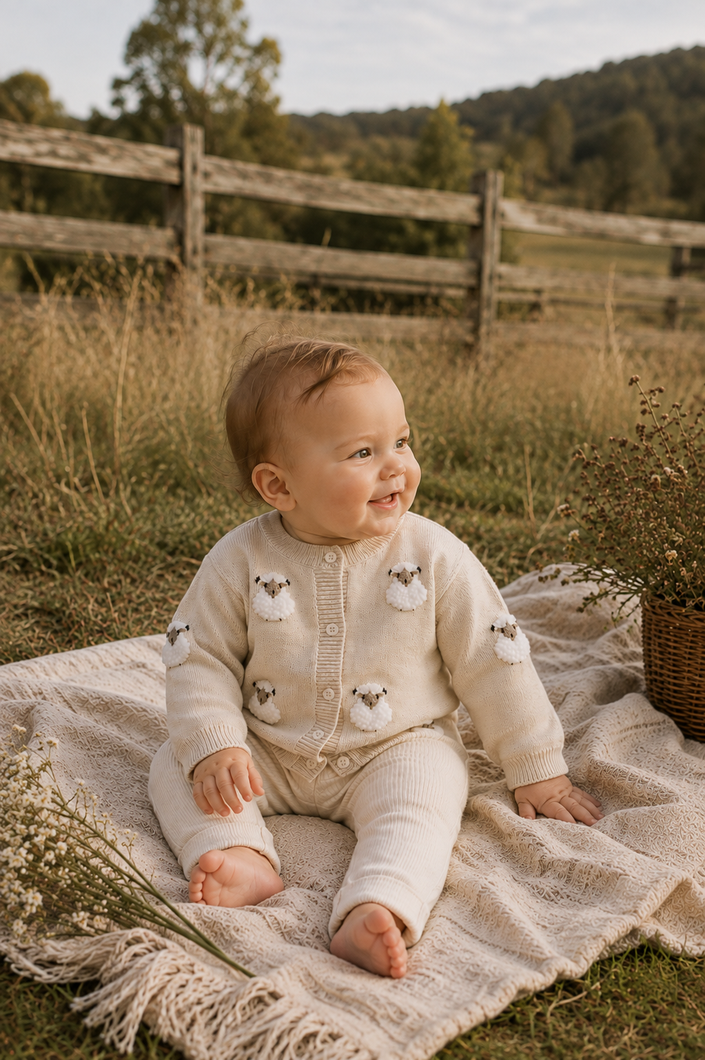 Knitted Baby Sheep Cardigan