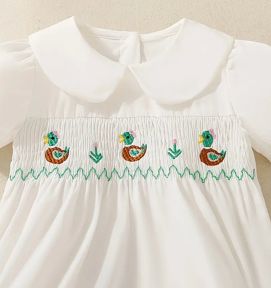 White Duck Smocked Romper