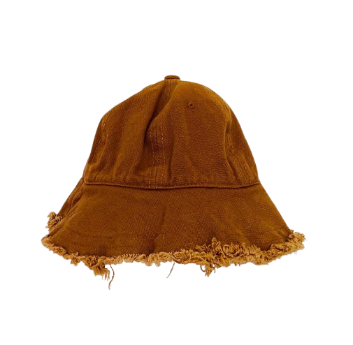 Brown Kids Frayed Bucket Hat