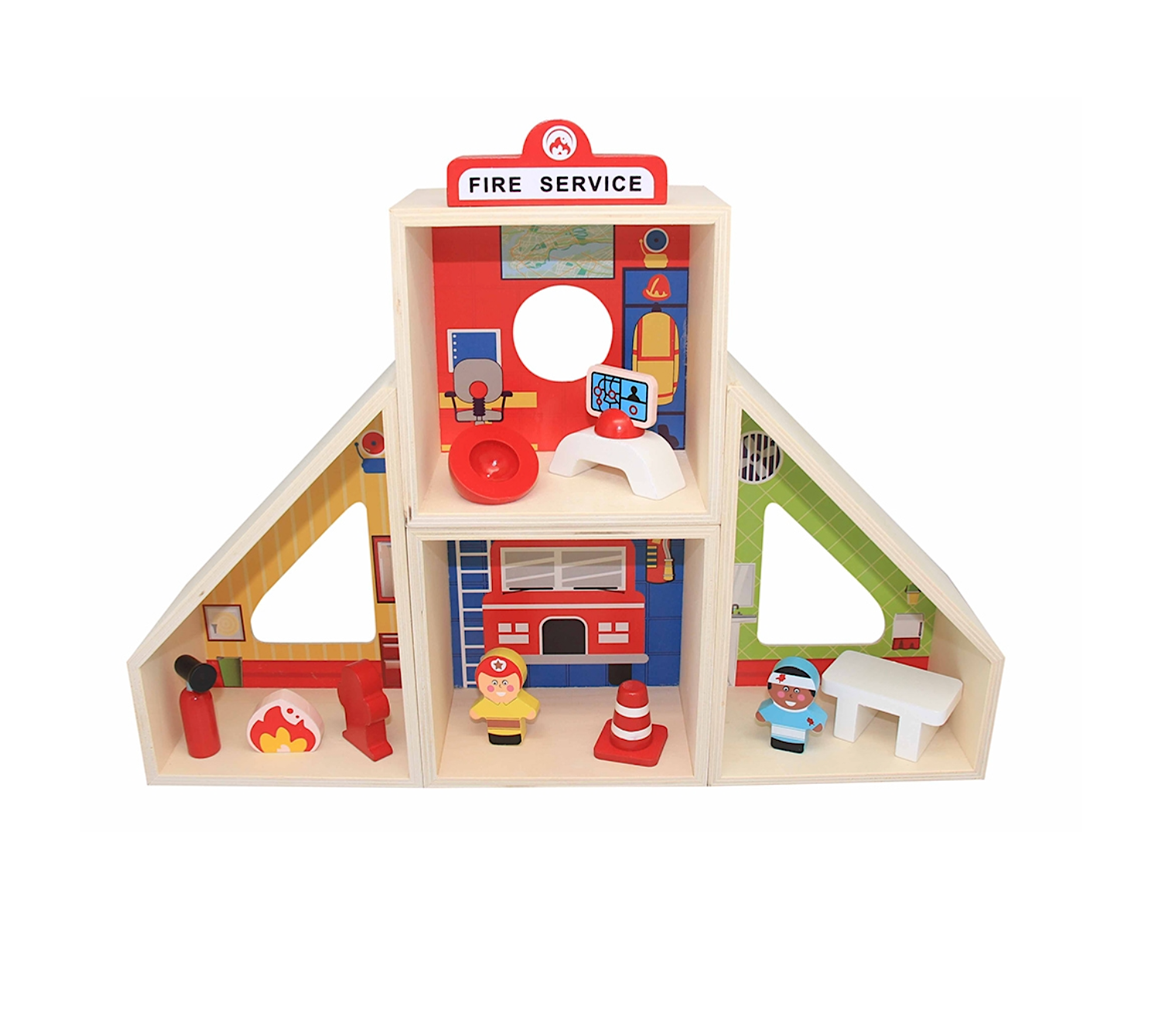 Fire station wooden toy set online