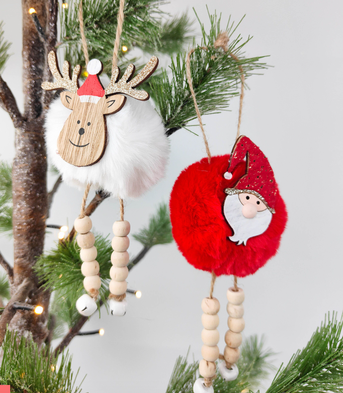 Red Soft Santa & Reindeer Decoration