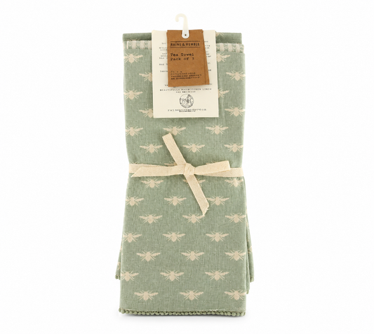 Raine & Humble Sage Bee Teatowel Pk3