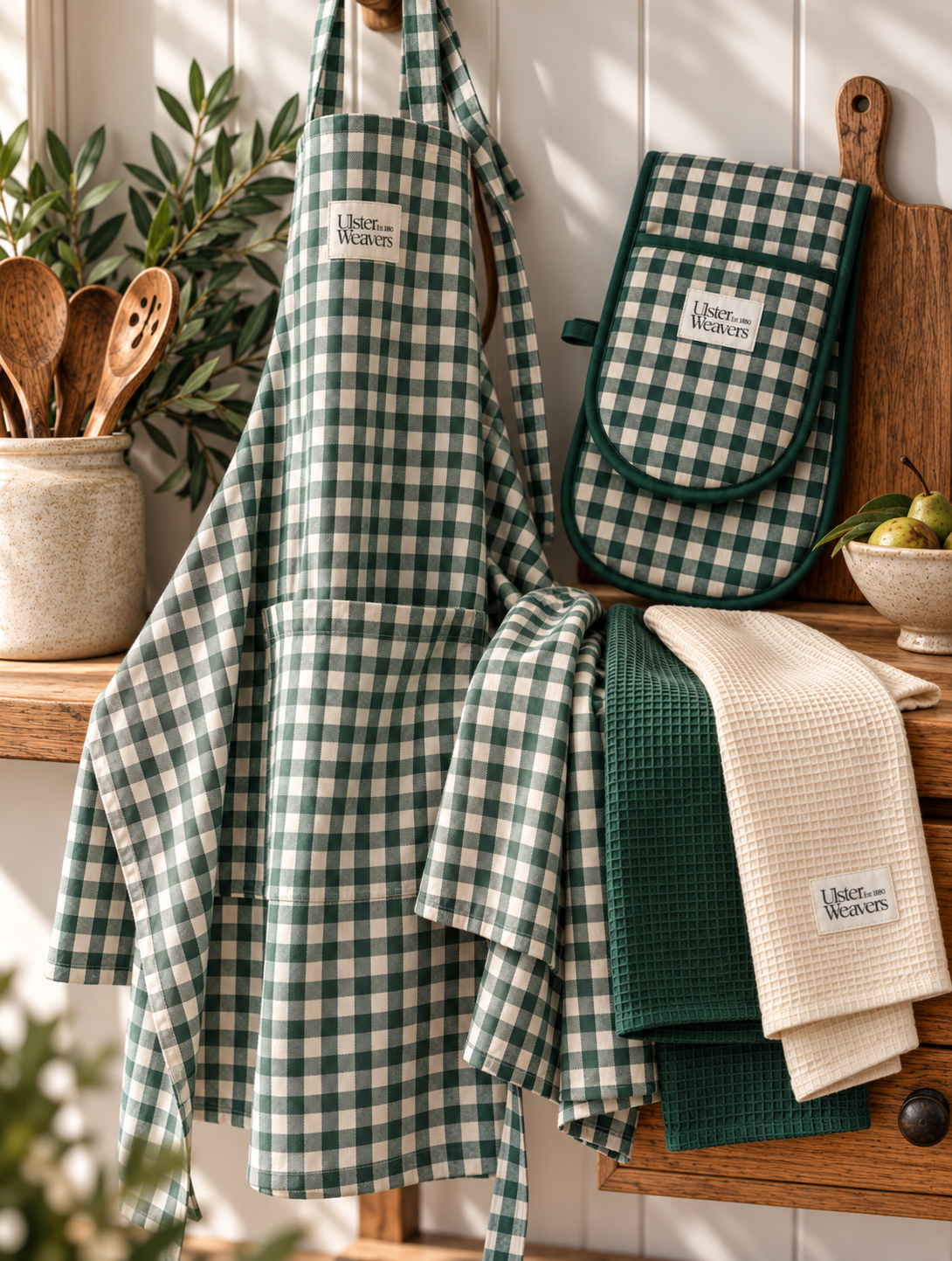 Ulster Weavers Green Gingham Check Apron
