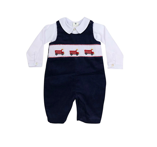 Fire Truck Corduroy Overall