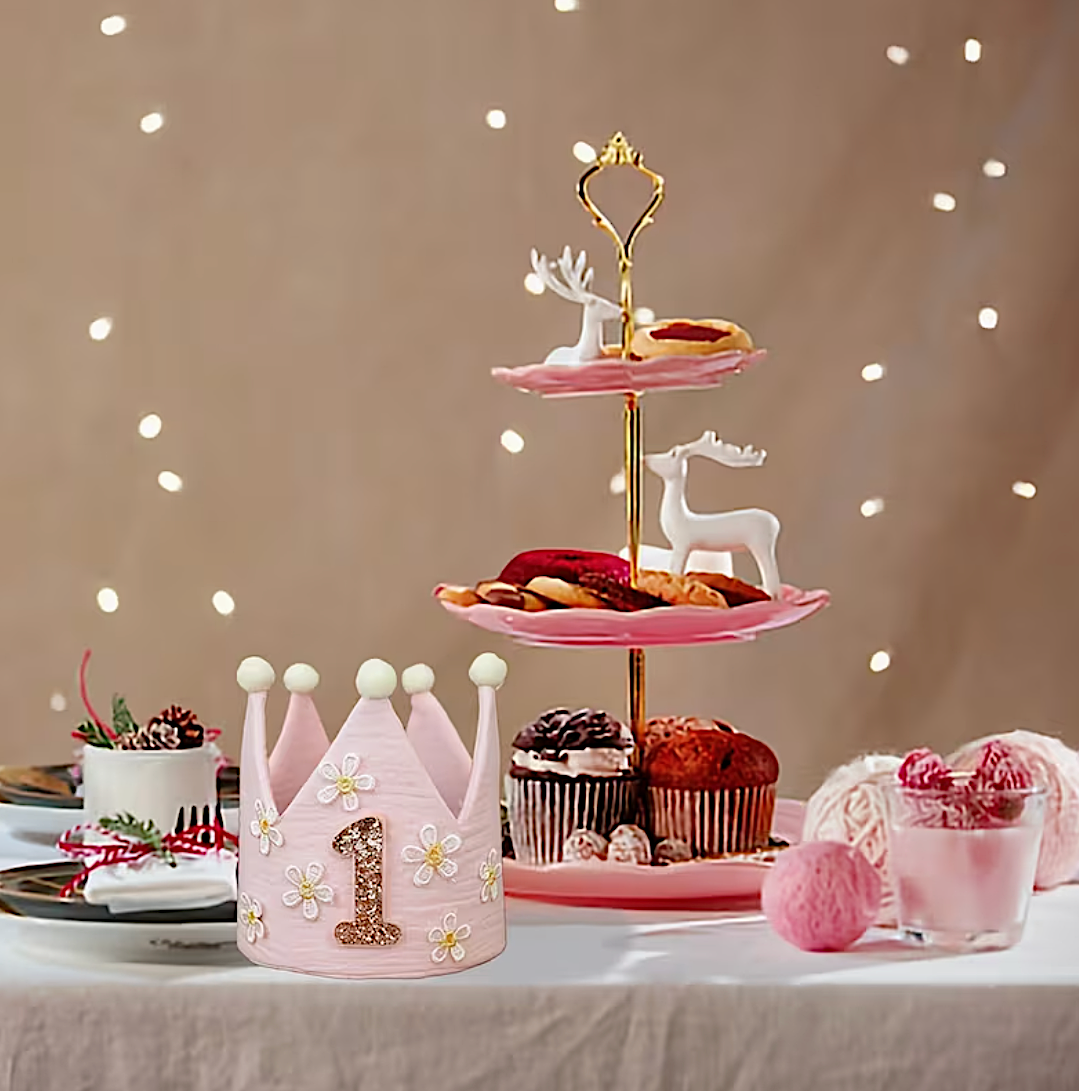 Pink 1st Birthday Crown