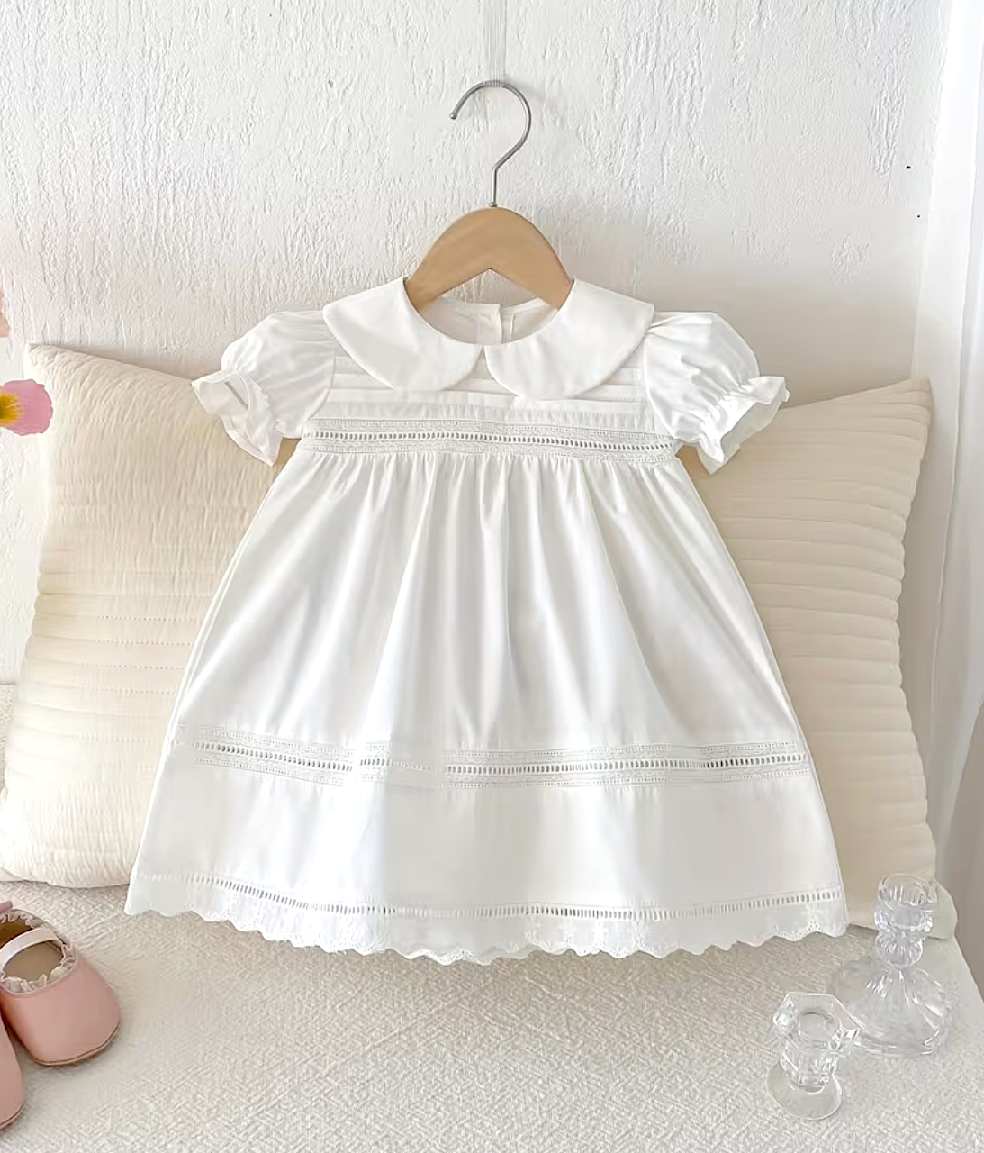Smocked White Baby Dress