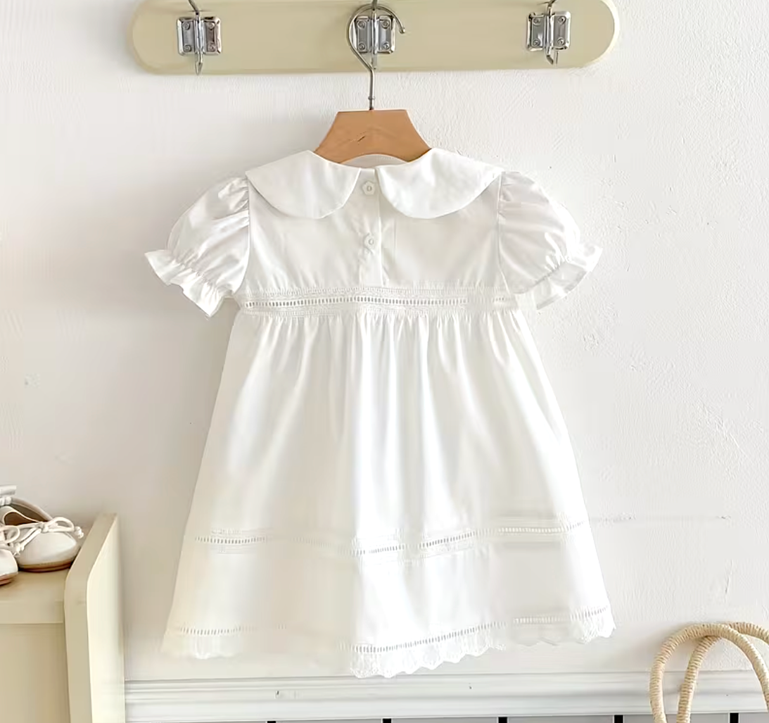 Smocked White Baby Dress