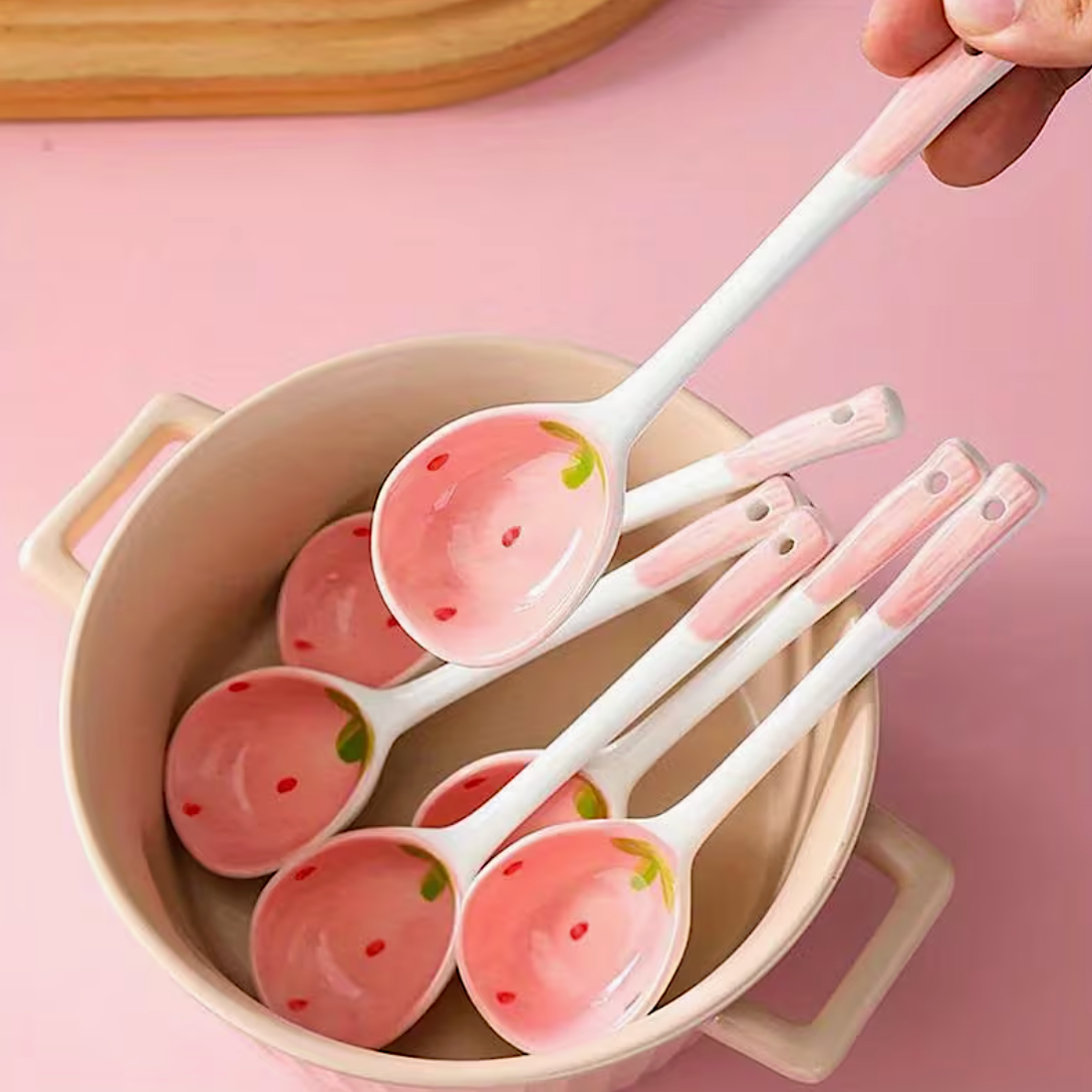 Strawberry Ceramic Soup Spoon
