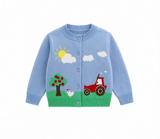 Knitted Baby Farm Animal Cardigan