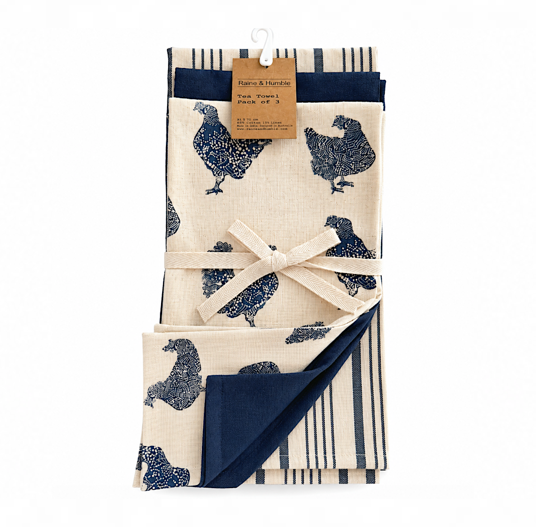 Raine & Humble 3pk Tea Towels - Henrietta Chicken