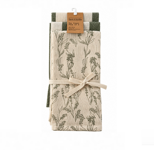Raine & Humble 3pk Tea Towels - Eucalyptus