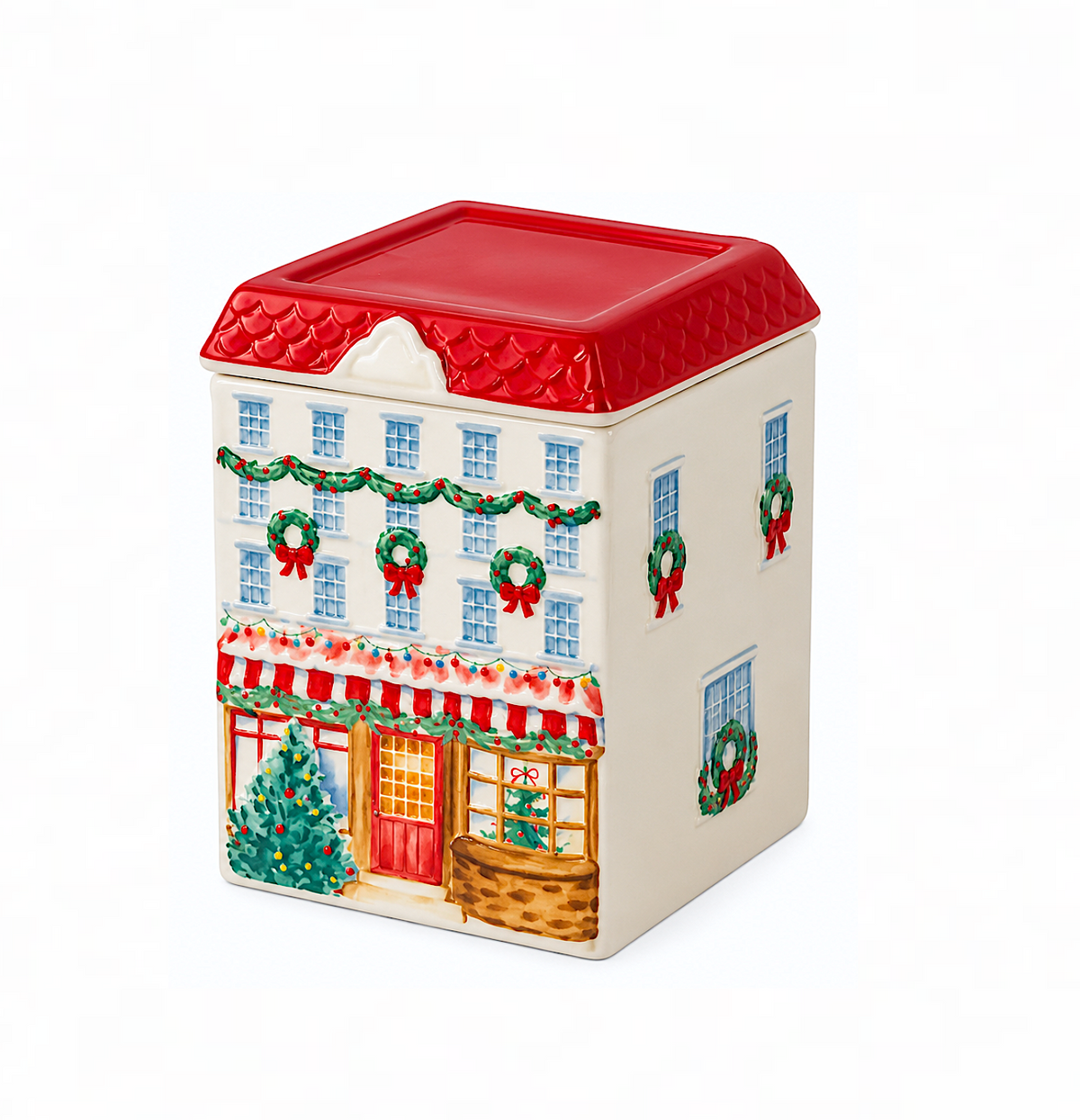 Christmas Village Ceramic Jar