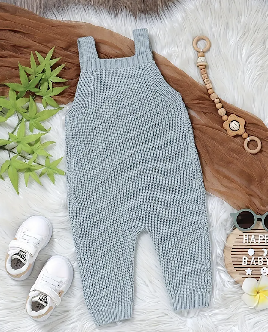 Chicken Blue Knitted Overalls