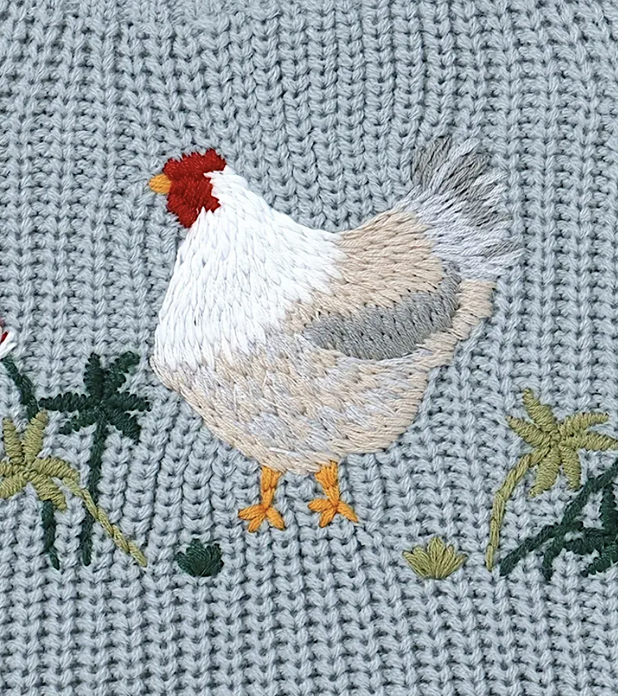 Chicken Blue Knitted Overalls