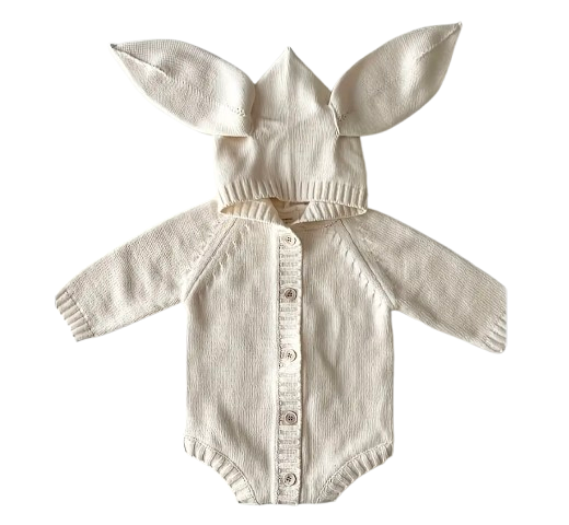 Hooded Bunny Ear Romper Knit