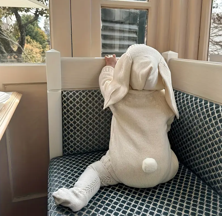 Hooded Bunny Ear Romper Knit