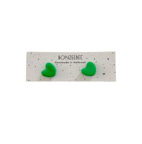 Bonzeebee Green Heart Earrings