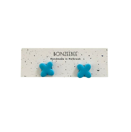 Bonzeebee Aqua Cross Earrings