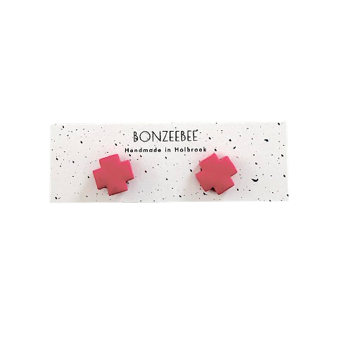 Bonzeebee Pink Cross Earrings