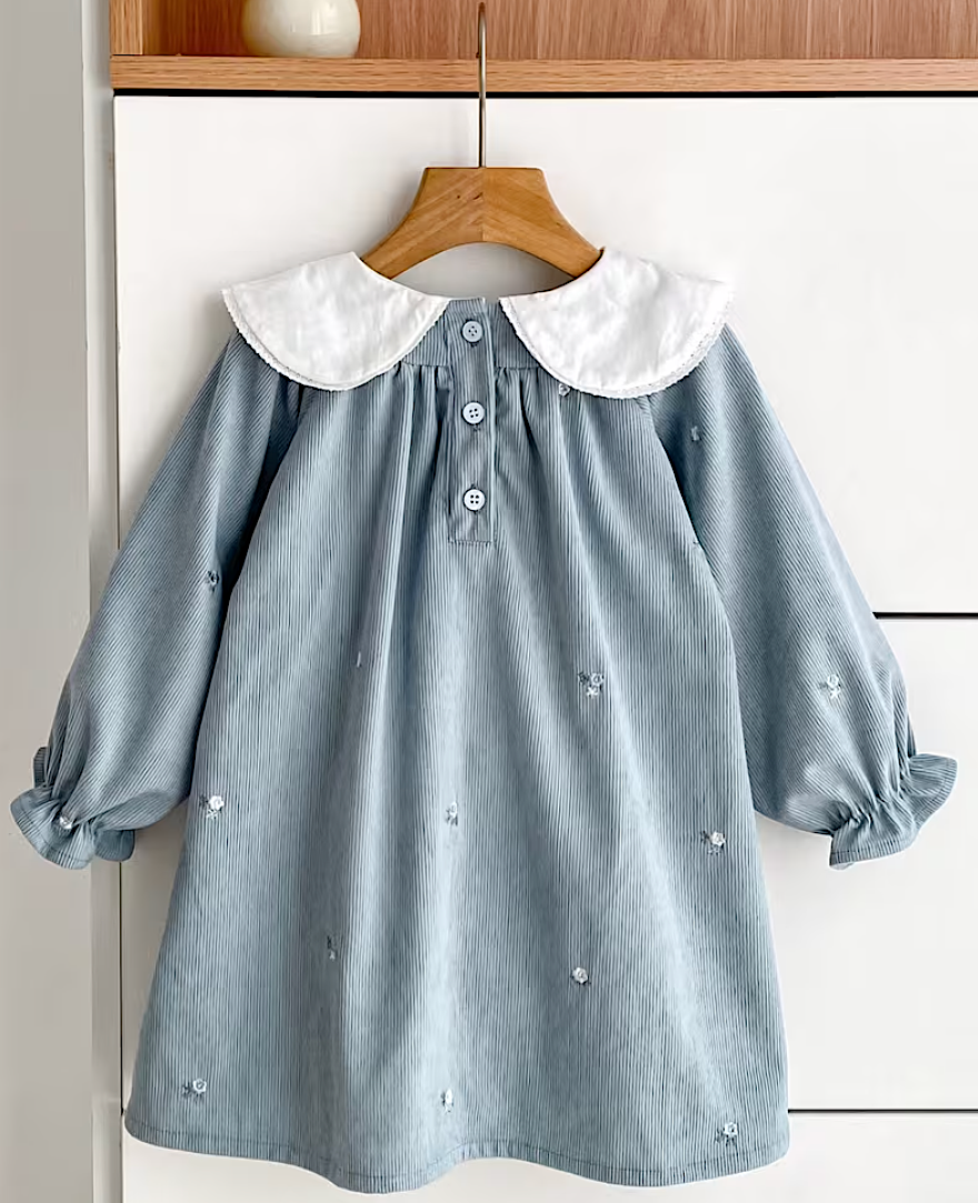 Embroidered Blue Baby Dress