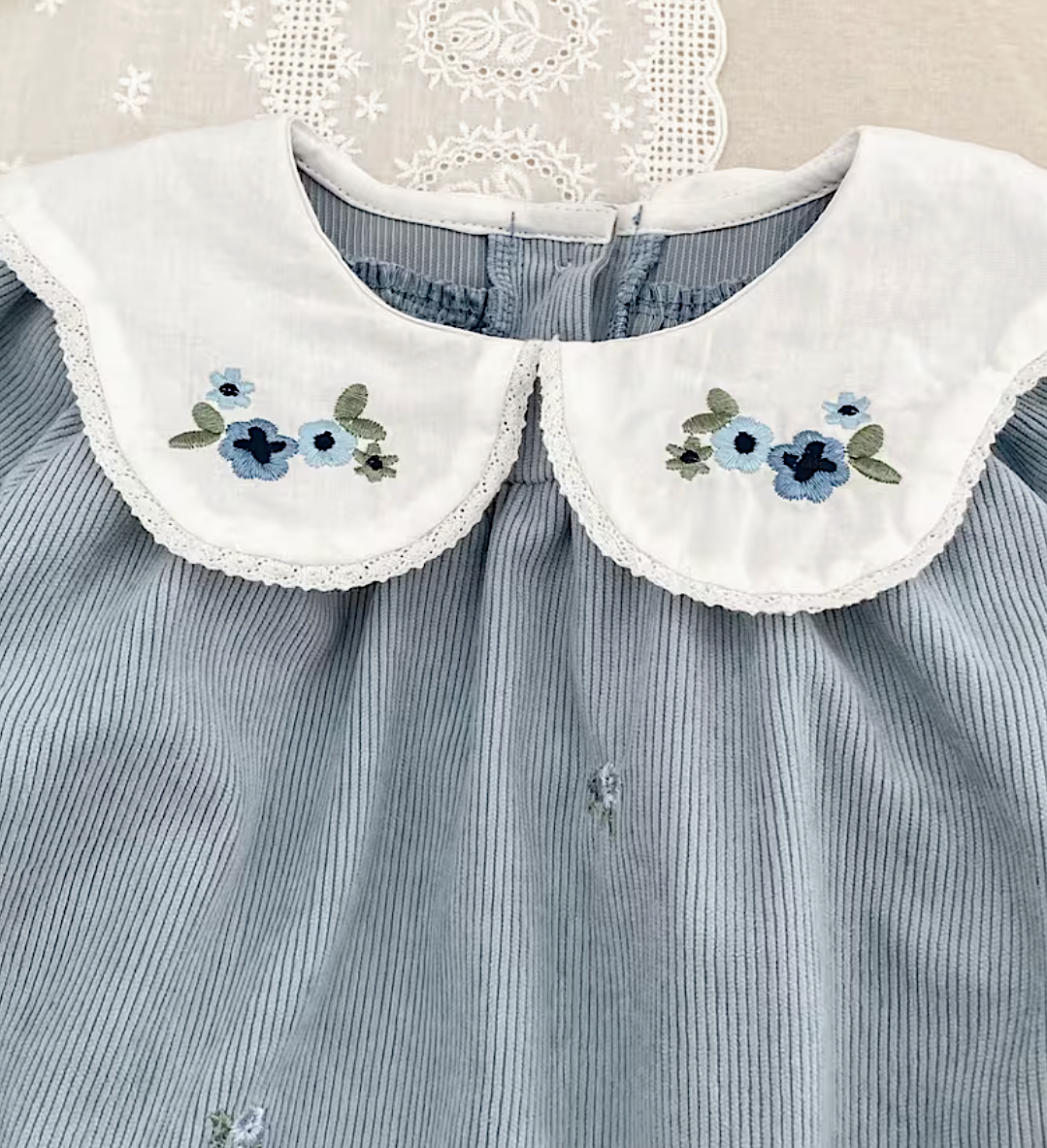 Embroidered Blue Baby Dress