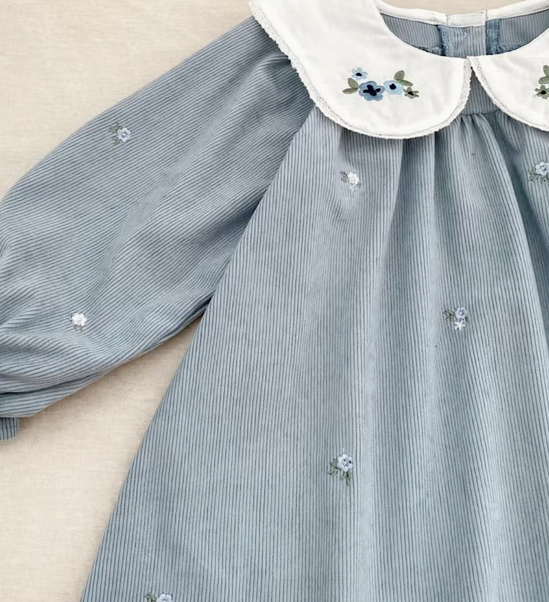 Embroidered Blue Baby Dress