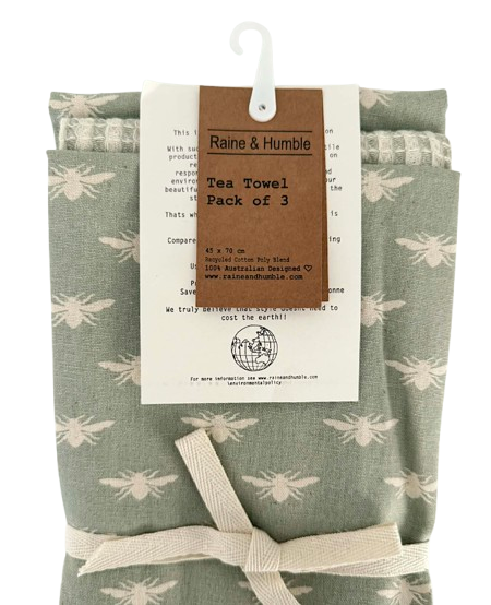 Raine & Humble Sage Bee Teatowel Pk3