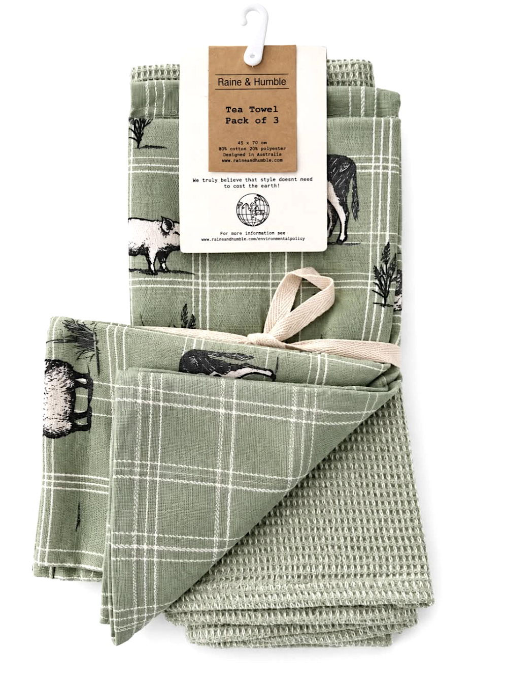 Raine & Humble 3pk Tea Towels - Farmyard Animals