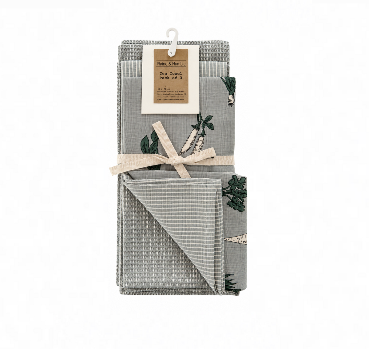 Raine & Humble Grey Turnip 3pk Tea Towels
