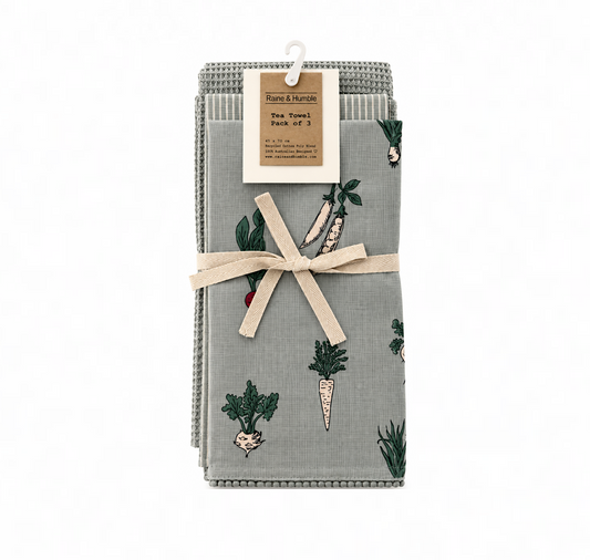 Raine & Humble Grey Turnip 3pk Tea Towels