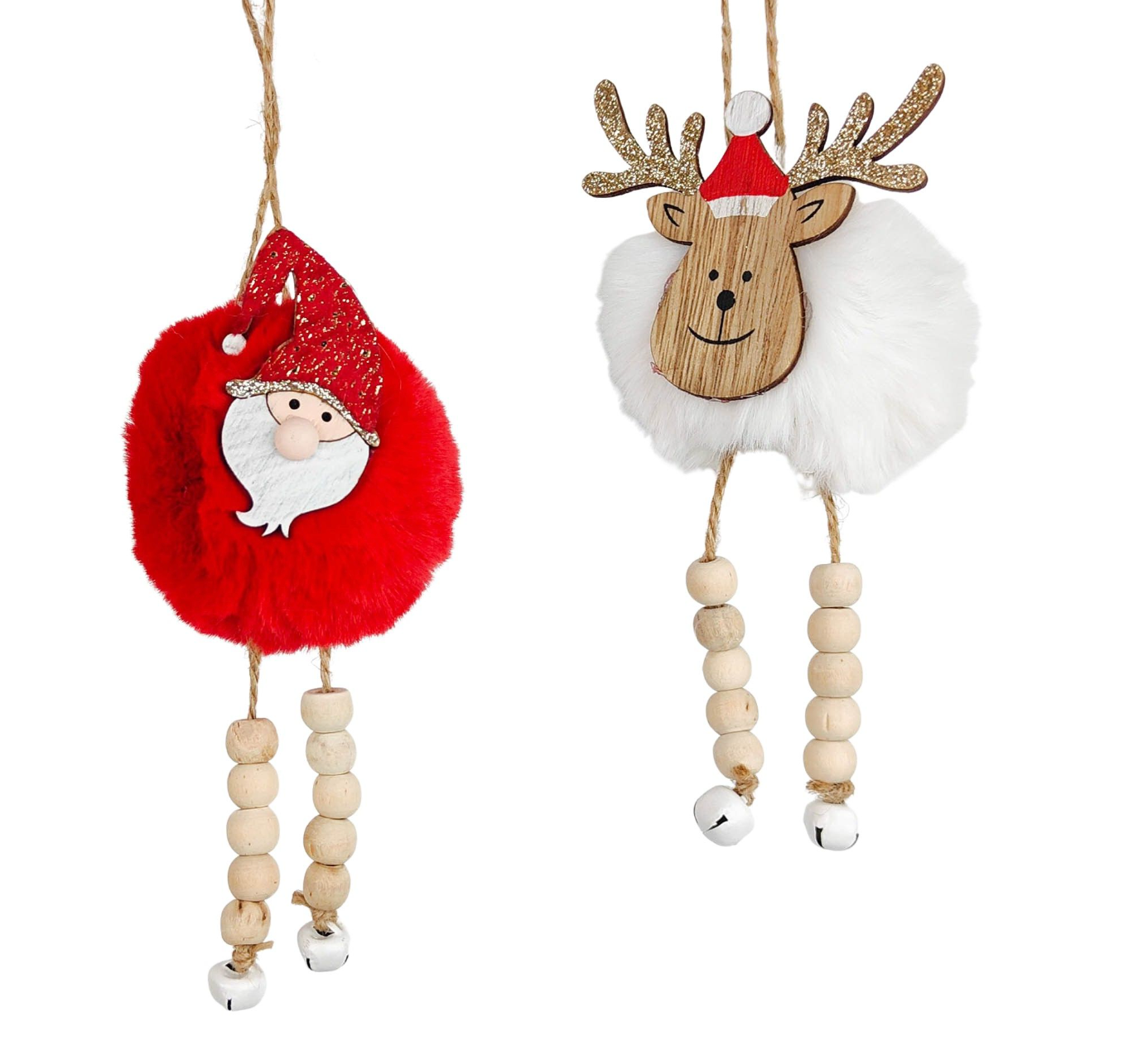 Red Soft Santa & Reindeer Decoration