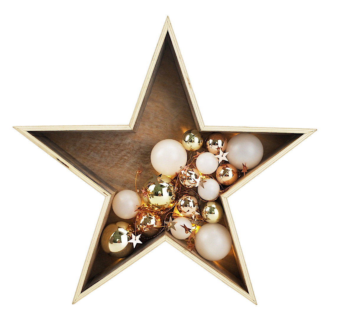 Light Up Standing Star Filled With Baubles