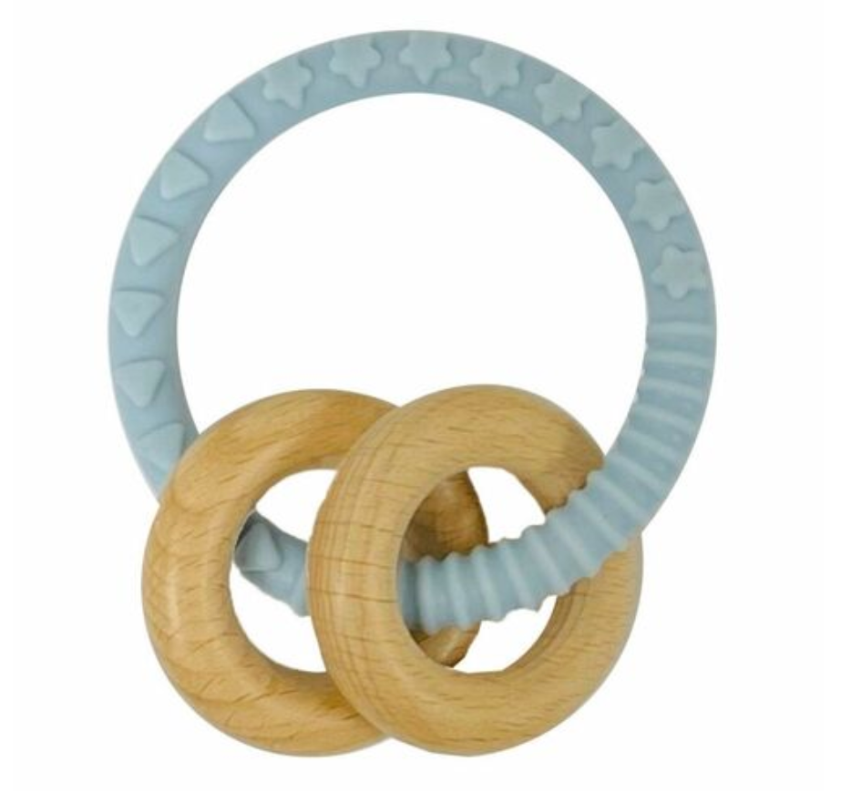Blue Wood Teether Ring