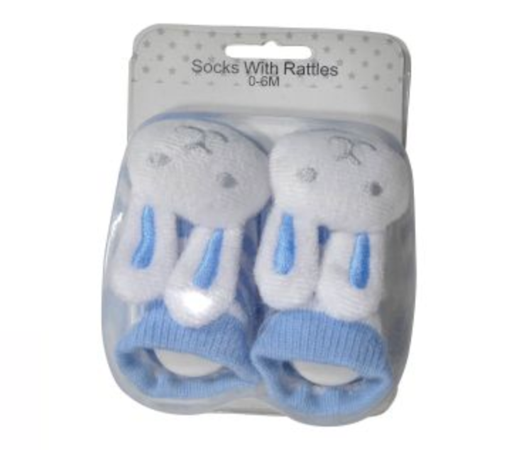 Blue Rattle Bunny Socks